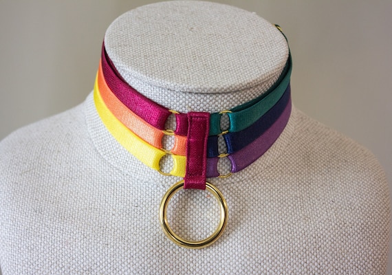 Cute Pastel Rainbow Pride Choker Necklace Adjustable Bra Elastic Choker Necklace Cute Pastel Goth Accessories Thick Collar Style Choker Etsy