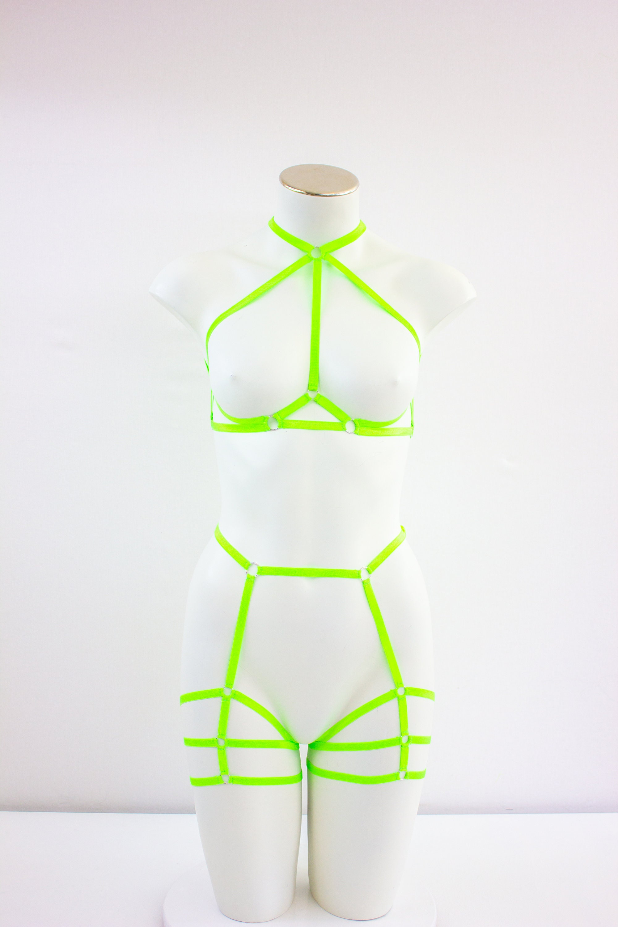 Glow Festival Fashion: Neon Green Harness, Body Harness Lingerie, Rave  Harness Set, Green Lingerie Set, Exotic Dancwear, Sexy Strappy Outfit 
