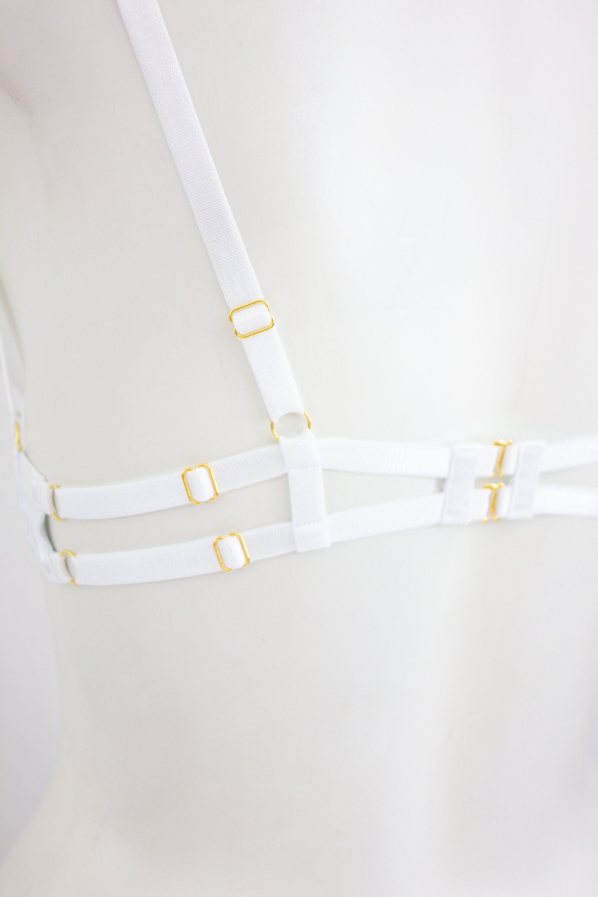 White Body Harness Lingerie: White Bralette Cage Bra Exotic Dancewear  Strappy Lingerie Wedding Garter Belt Bondage Wedding Lingerie, Garter -   Canada