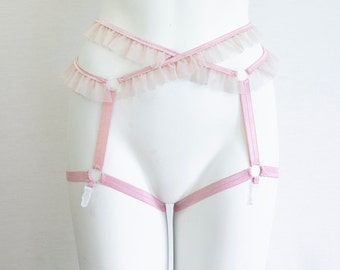 Soft Ruffle Cage Garterbelt