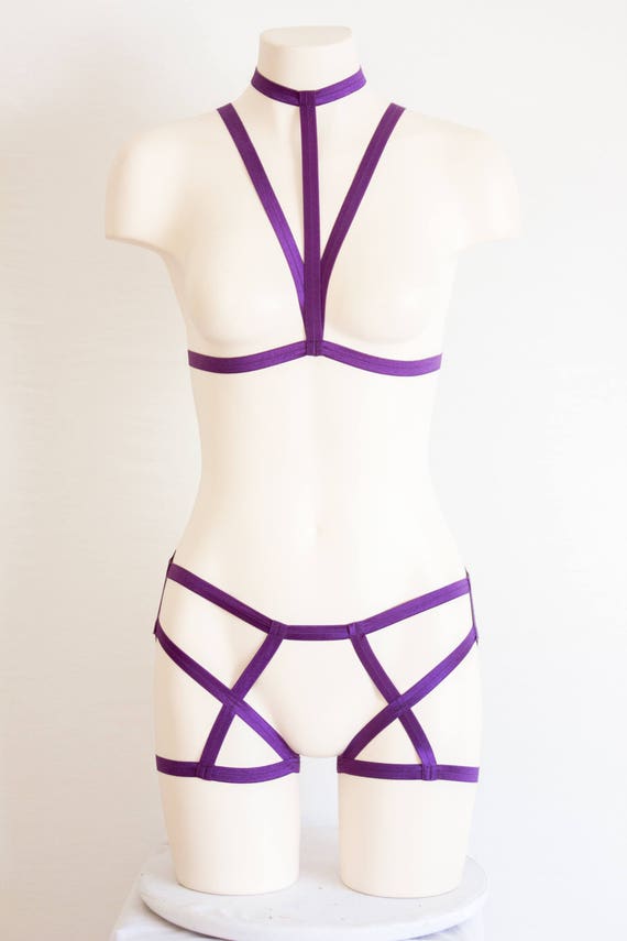 Lencer a morada moda festiva atuendo rave lencer a con arn s de