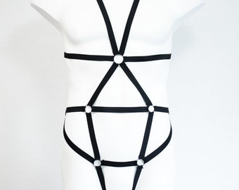 Mens Body Harness: BDSM Outfit, Black Fashion, Festival Costume, Black Bodysuit, Boudoir, Burlesque Lingerie, Rave wear, Sexy Mens Underwear