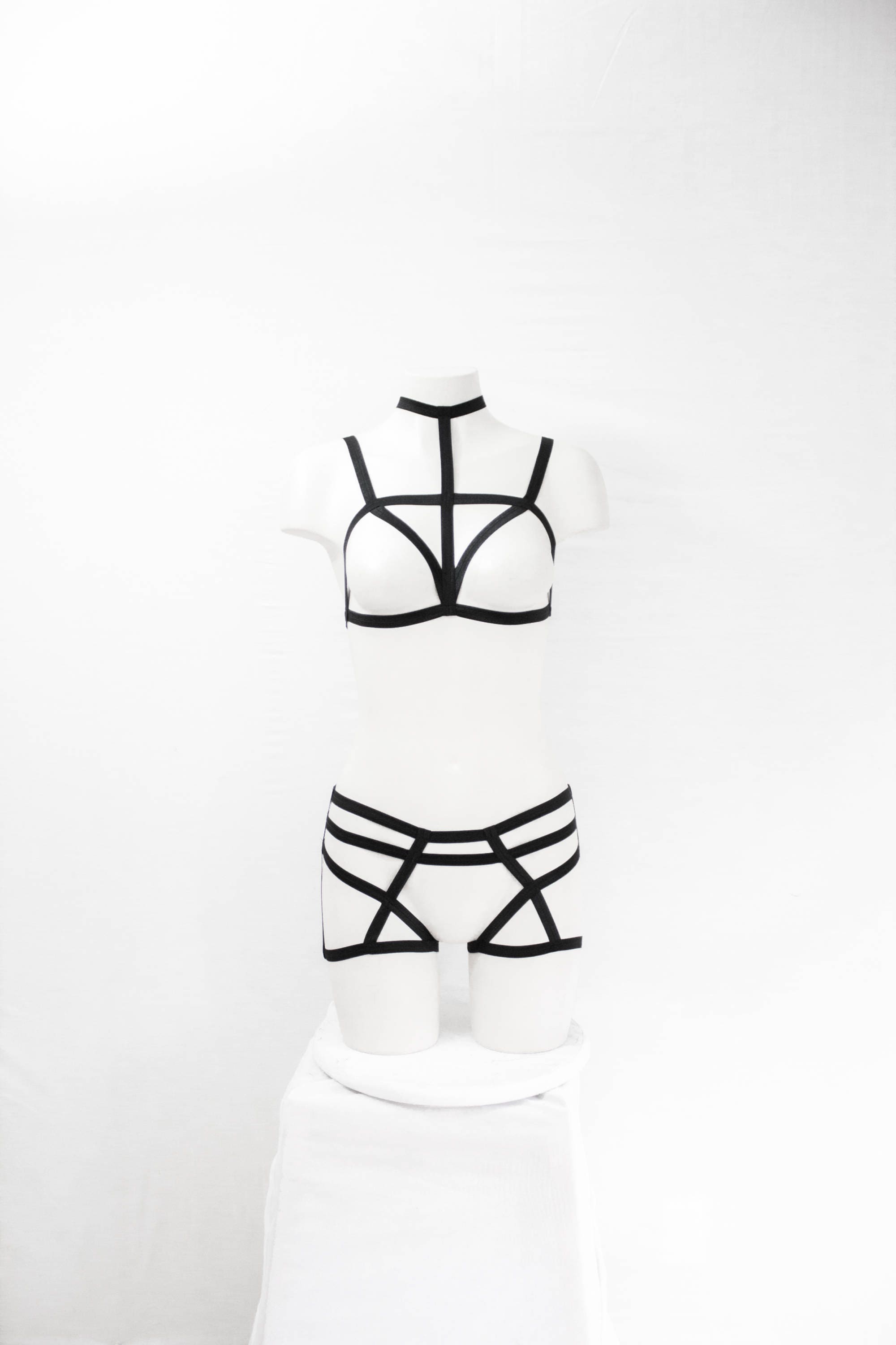 Black Body Harness: Harness Bra, Harness Lingerie, Black Fashion