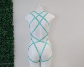 Diamonds Bodysuit Neon Blue