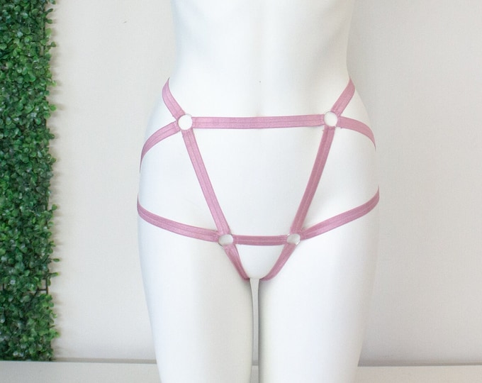 DDLG Underwear: Pink Panties, Pastel Goth, Pink Lingerie, Body Harness, Exotic Dancewear, High Waist, Strappy Lingerie, Plus Size, Festival