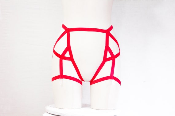 Red Lingerie: Red Garter Belt, High Waist Lingerie, Burlesque Costume,  Devil Outfit, Pin up Style, Boudoir Fashion, Plus Size Garter, Cherry