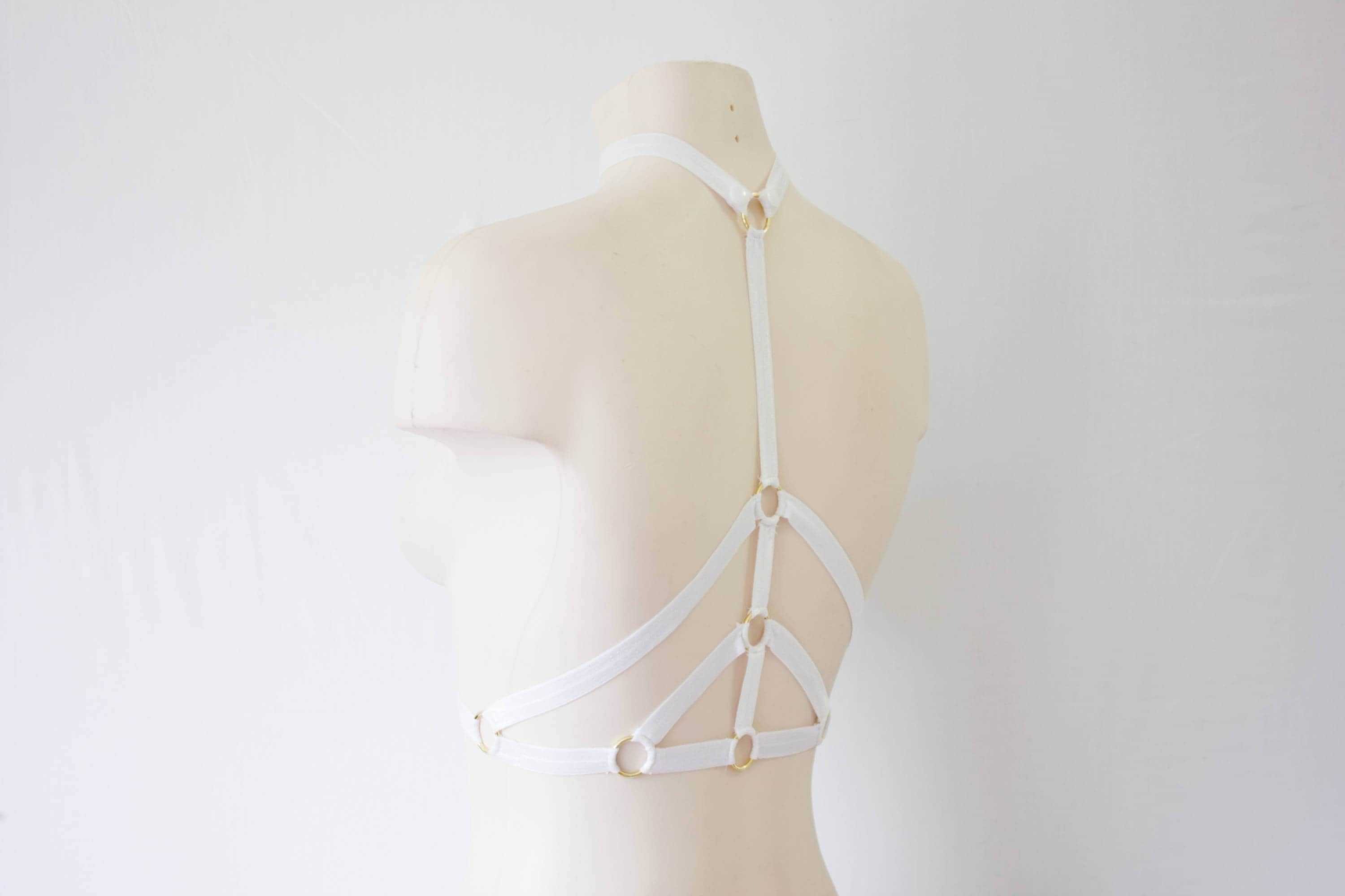 White Bralette: Wedding Lingerie, Glow Clothing, Festival Top, Rave Outfit,  Exotic Dancewear, White Lingerie, White Body Harness, Halter Top