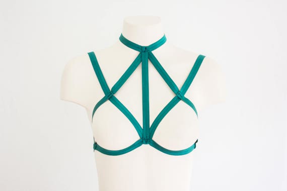 Body Harness: Cage Bra, Green Lingerie, Festival Lingerie, Exotic  Dancewear, Strappy Lingerie, Green Harness, Halter Top, Plus Size Lingerie  -  Canada