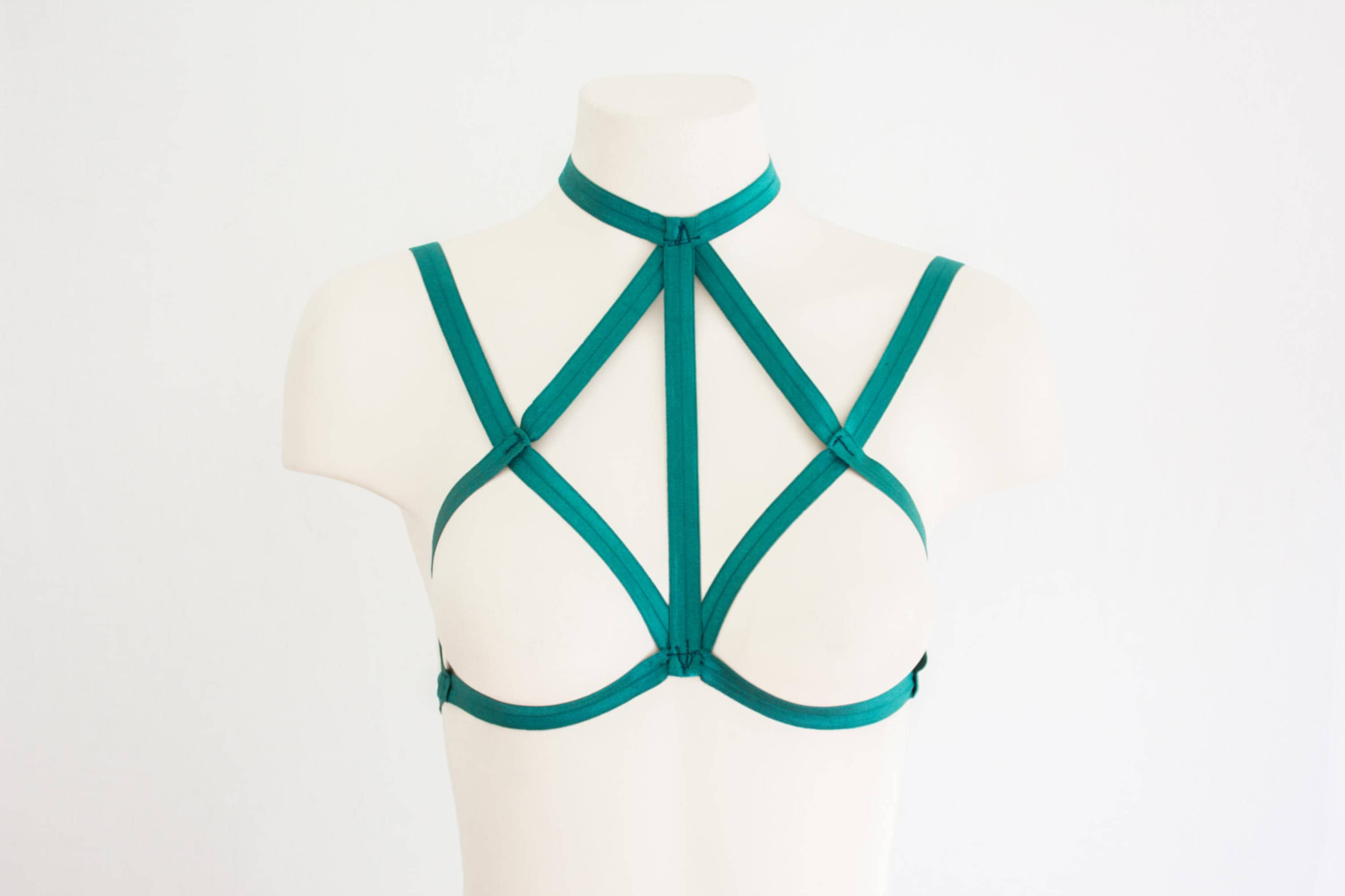 Body Harness: Cage Bra, Green Lingerie, Festival Lingerie, Exotic  Dancewear, Strappy Lingerie, Green Harness, Halter Top, Plus Size Lingerie