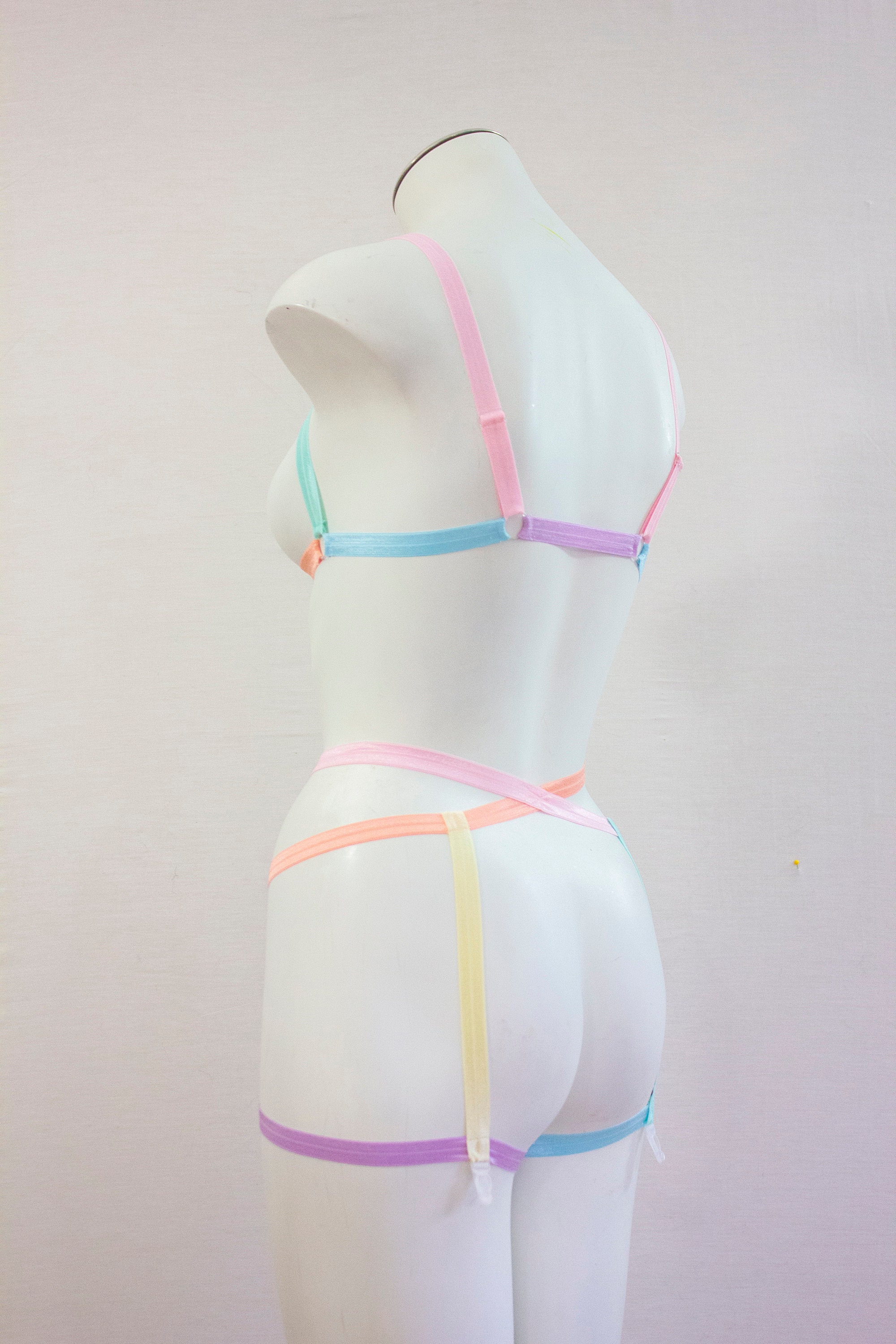 Rainbow Body Harness Rainbow Lingerie Rainbow Clothing Pastel Goth Clothing Lgbtq Fashion