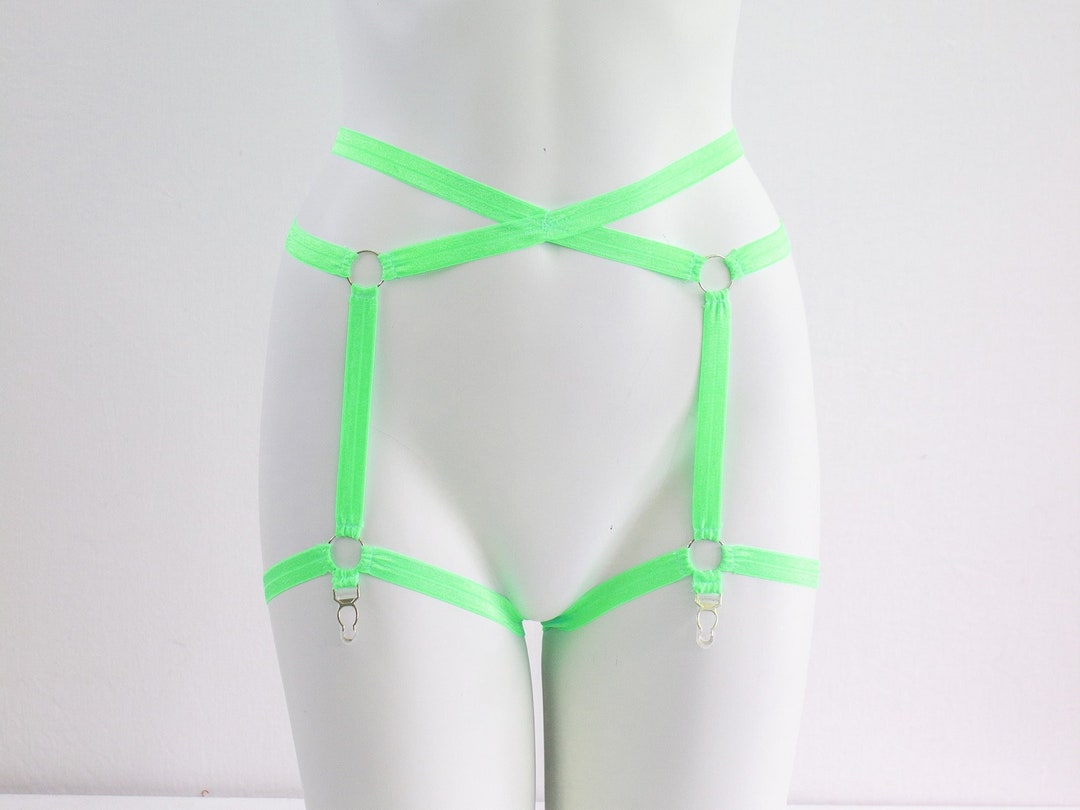 Neon Green Cage Garter Belt: UV Reactive Festival Harness - Etsy Neon Green Cage Garter Belt: UV Reactive Festival Harness - Etsy