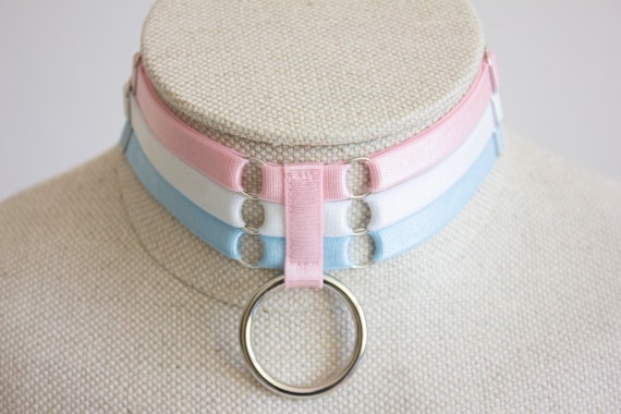 Trans Pride Choker: Pastel Rainbow Elastic Necklace