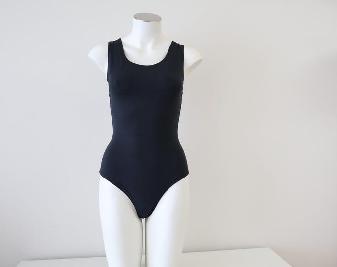 Black Classic Tank Top Style Brief Cut Exotic Festival Rave Pole Fitness Dancewear Bodysuit