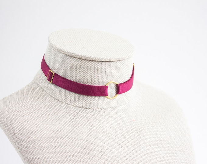 Chase adjustable neck choker - WINE RED