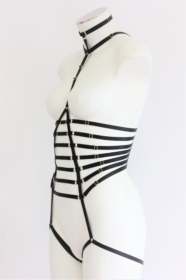 Black Bodysuit Black Body Harness Harness Lingerie Black Etsy