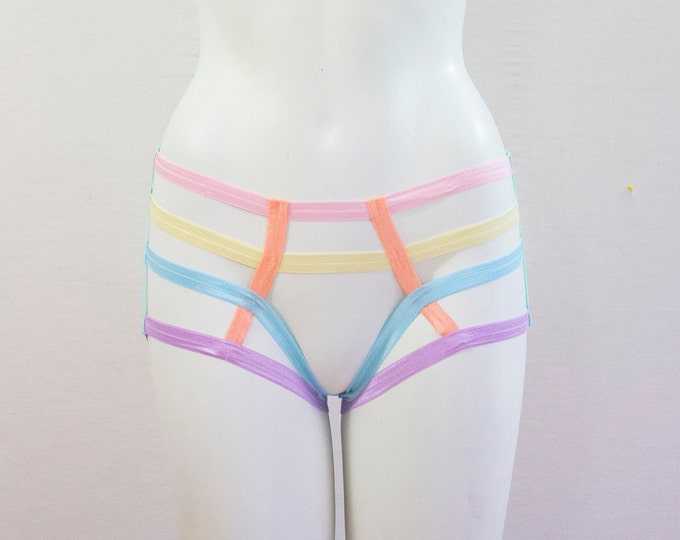 Booty Shorts Delux: Pastel Rainbow +