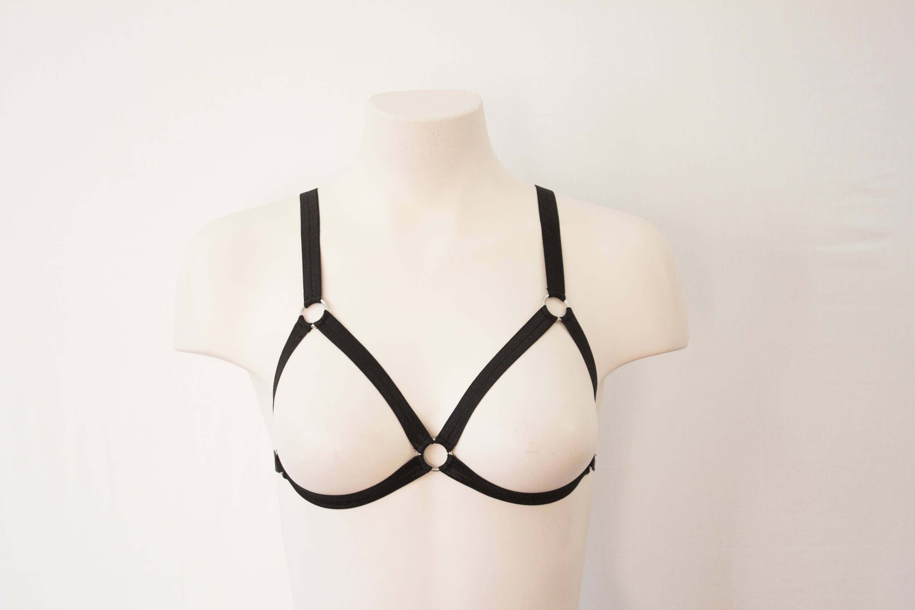 Black Body Harness: Open Crotch Lingerie, Strappy Bodysuit, Bondage  Accessory, Women's Fashion, Boudoir, Black Bralette, Plus Size Harness