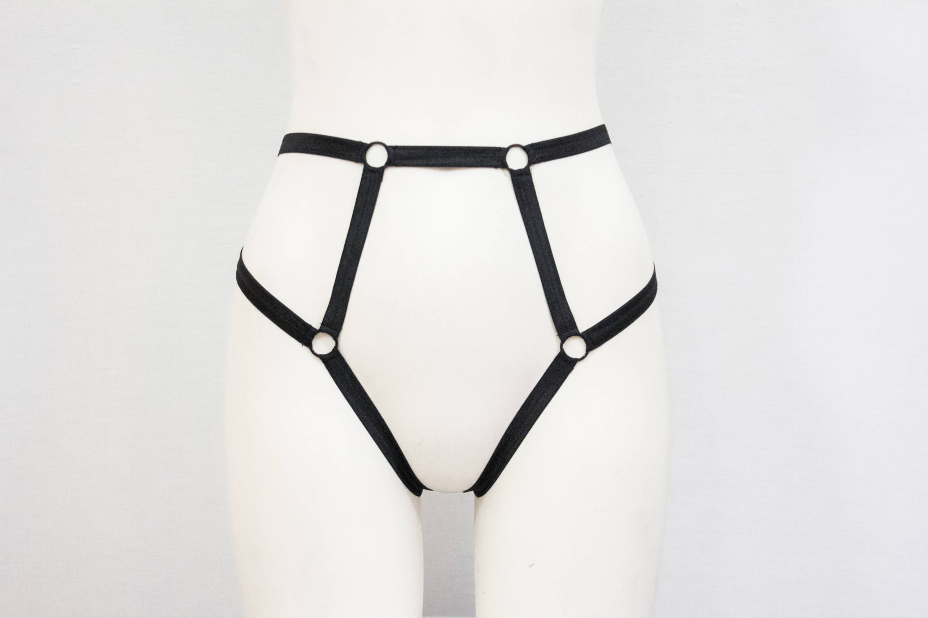 Black High Waist Underwear: Body Harness Lingerie, Open Crotch, Thong  Panties, Bondage Lingerie, Strappy Lingerie, Exotic Dancewear, Pin Up