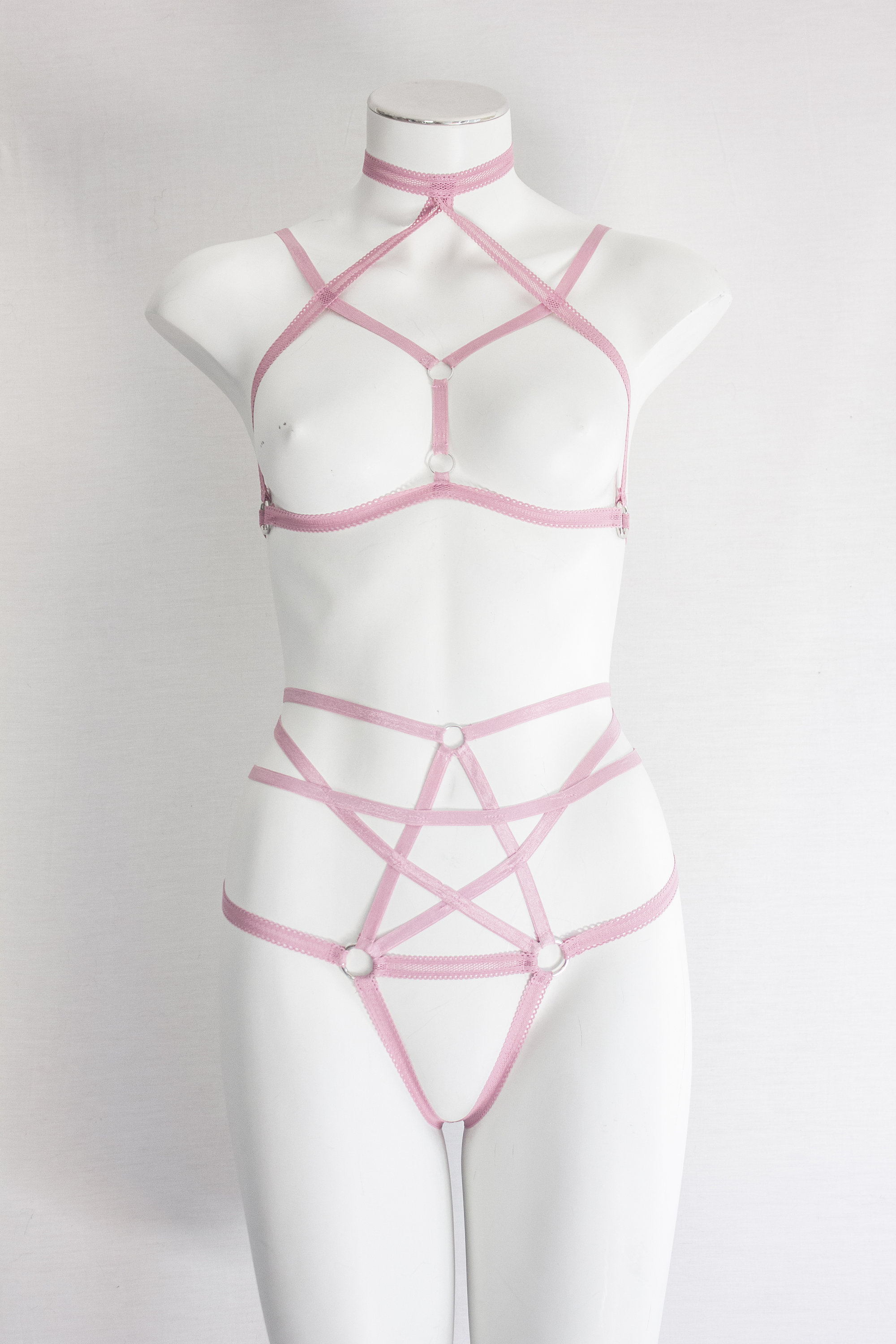 Pentagram Clothing Dusty Rose Lingerie Body Harness Woman