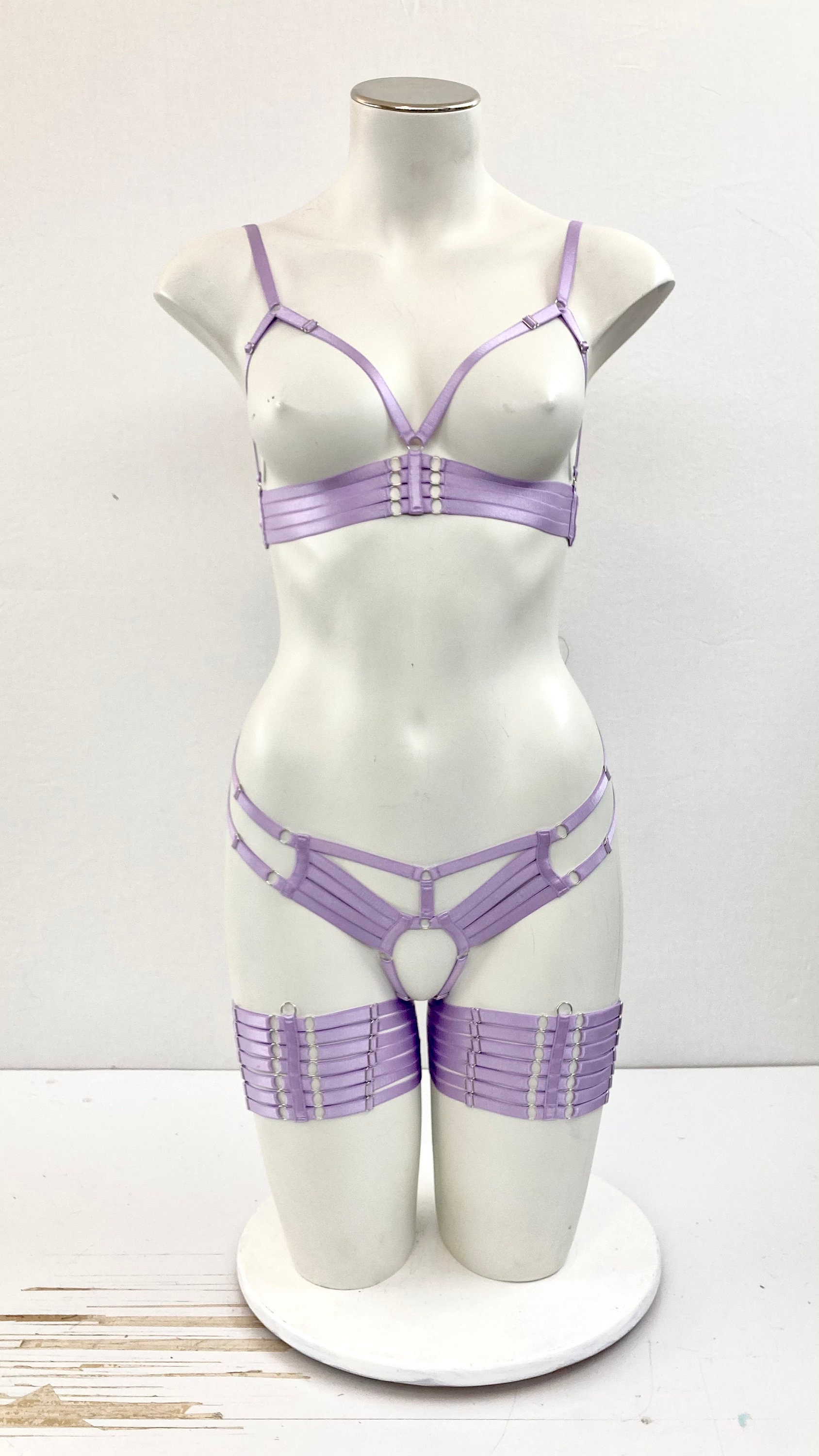 Cara Luna Harness Lingerie Set: Pink Lingerie, Pastel Goth, Strappy Outfit,  Adjustable Harness, Pole Fashion, DDLG Clothing, Open Crotch - Etsy Israel