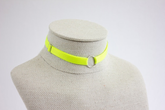 Neon Yellow Choker Necklace Rave Necklace Festival Fashion