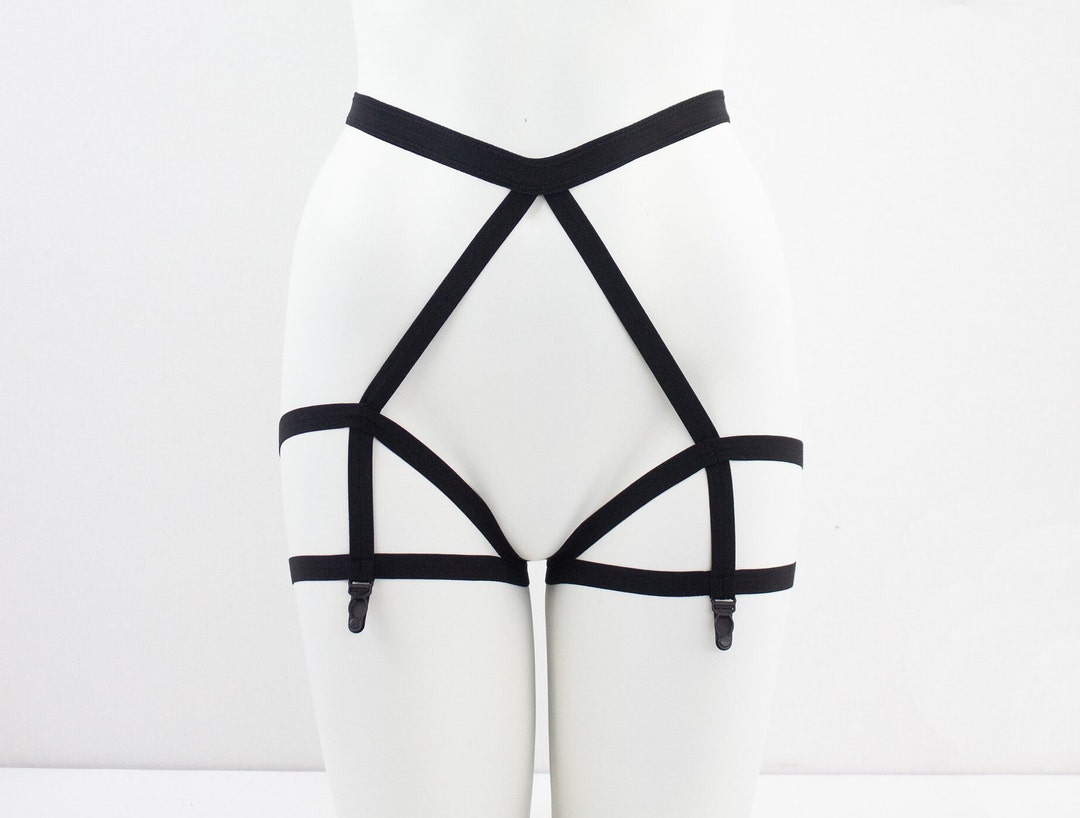 Black Garter Belt Harness Lingerie Harness Garter Bondage Etsy