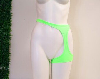 Neon Green Rave Festival Shorts: High Waist Garter Dancewear Clothing