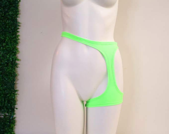 Neon Green Rave Festival Shorts: High Waist Garter Dancewear Clothing