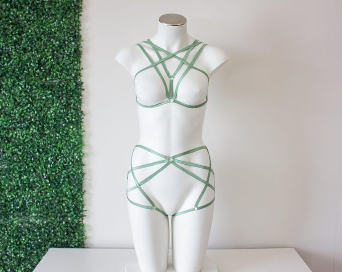 Millie Bralette & Harness Shorts: SAGE GREEN