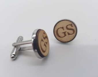 Personalized Monogrammed  Wood Cufflinks