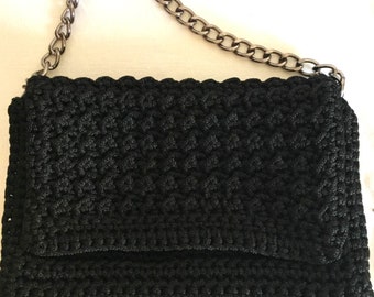 Black Crochet Bag - High End Luxury Crochet Bag - Shoulder Black Bag - Stylish Bag - Elegant Crochet Bag