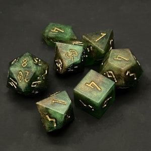 Peaceful Druid, Green, Brown, and Gold Sharp-Sided Dice