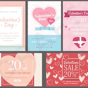 Rodan and Fields Valentine's, February Discount Cards Five, 4x6 mail, post on social media, or email online image 1