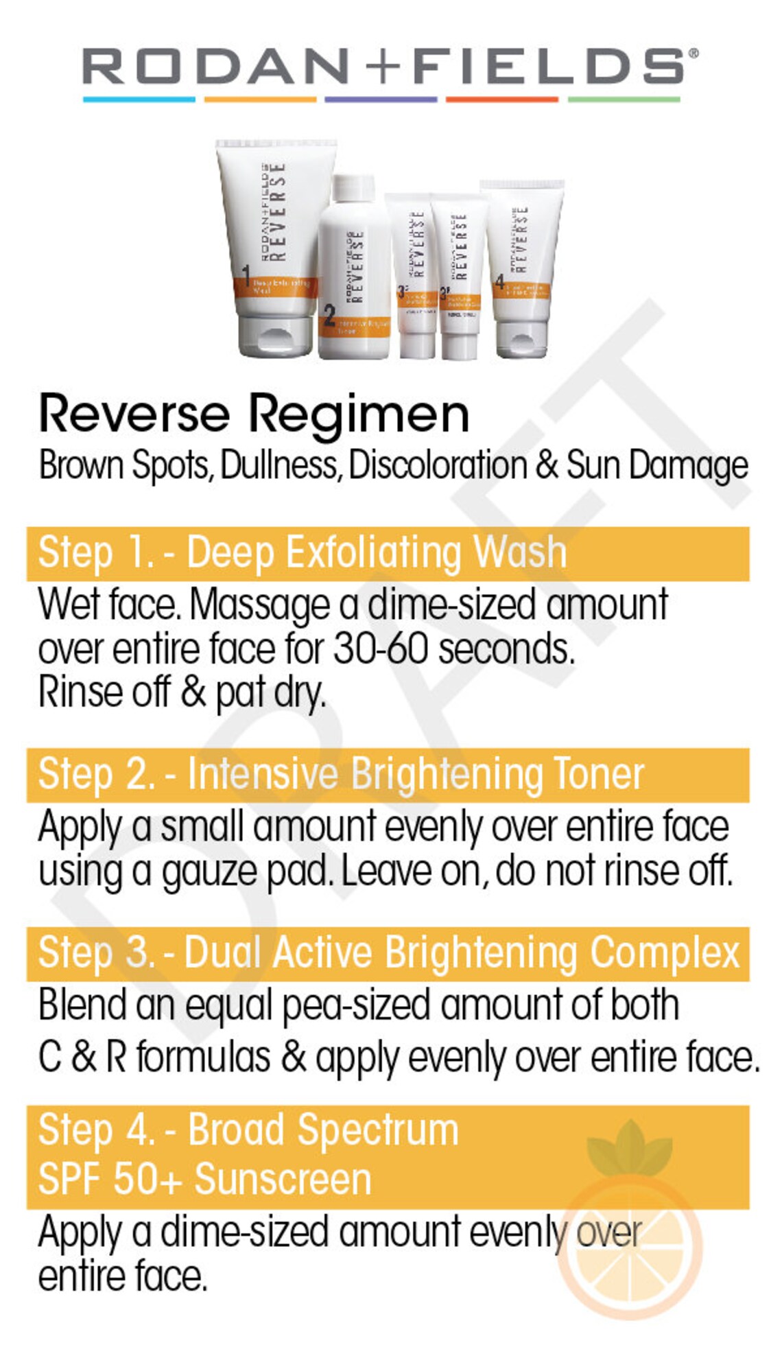 Rodan and Fields Regimen Instructions - Sized as Business Cards for Samples (40 Count) -R and F ...