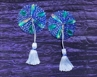 Blue Burlesque Pasties with Tassels