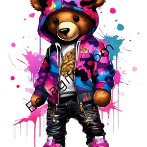 Exklusives Urban Bear-Design zur Sublimation – moderner und farbenfroher Stil