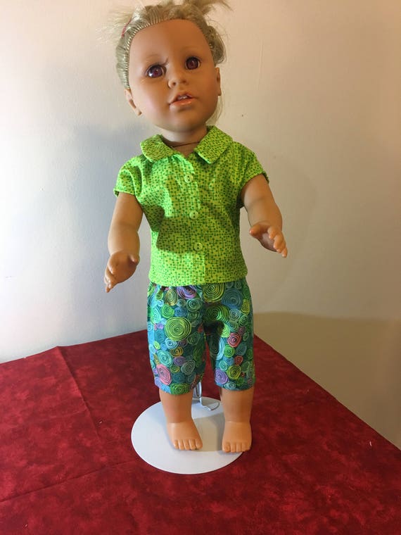 18 Green Print Oxford Button Down Shirt And Short Outfit Etsy