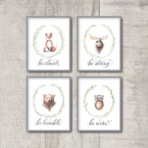 Woodland Animals, Nursery Decor, Fox, Moose, Owl, Bear