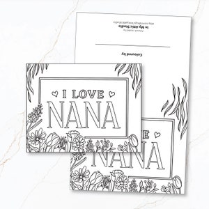 J'aime la carte de coloriage Nana Carte de dessin au trait pour la fête des mères