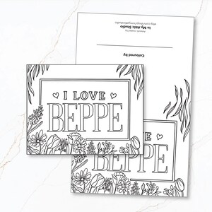 Tarjeta para colorear I Love Beppe Día de la Madre