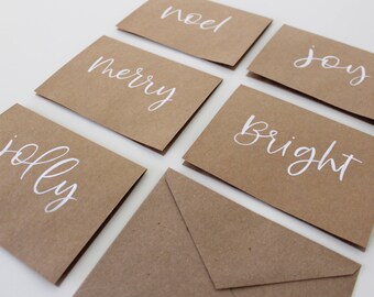 calligraphy christmas card set of 5 hand lettered christmas