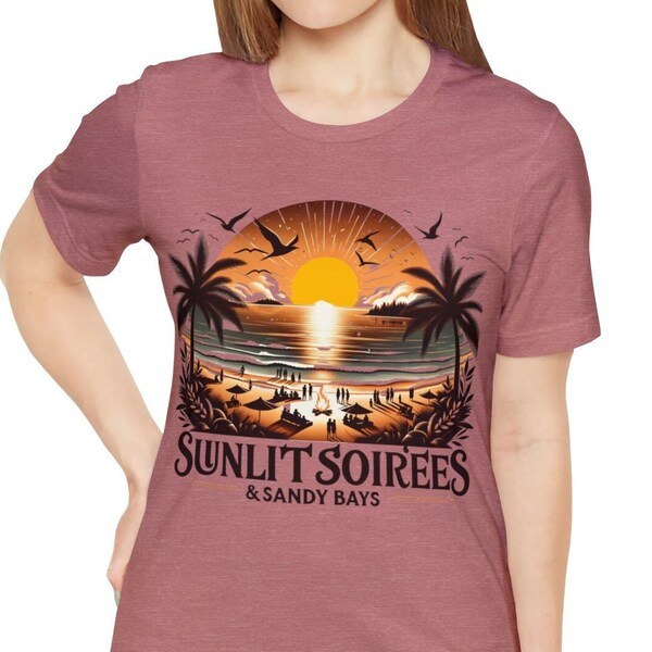 Sunlit Soirees Shirt, Beach Vacation Tees, Beach Vacation Shirt, Trendy Beach Shirt, Sea Waves Shirt, Sea Tee