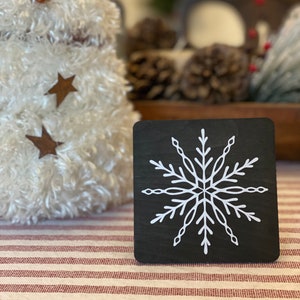 Snowflake Wood Coasters, set of 4