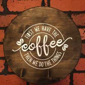 Round Wooden Coffee Sign