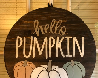 Fall Pumpkin Round Door Hanger
