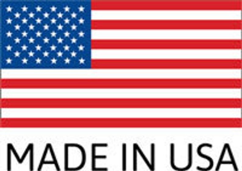 May include: The American flag with its blue field of stars and red and white stripes. Below the flag, the text "MADE IN USA" is displayed in a bold, black font.