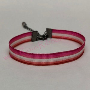 Lesbian Pride Ribbon 3/8&quot; Bracelet
