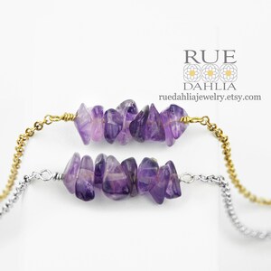 Amethyst Bracelet Layered Bead Bar Bracelet Gemstone Bar Bracelet Silver Gold Natural Amethyst Bracelet Mom gift under 50 Birthday gift