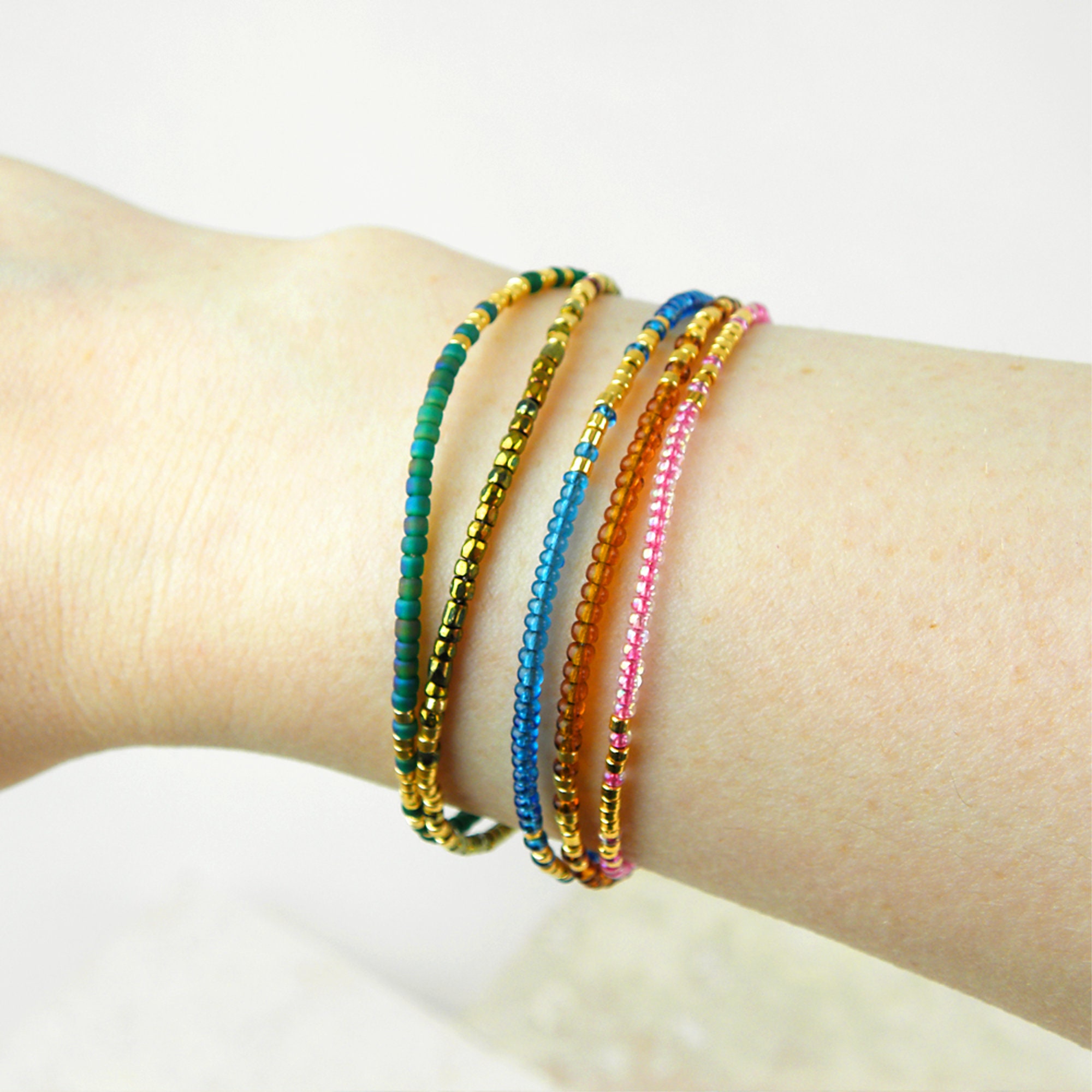 Layering Friendship Bracelet Set of 4 Dainty Bead Bracelets Etsy