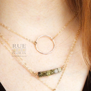 Zierliche Kreis Kette Karma Kette Zarte Layering Halskette Eternity Charm Gehämmert 925 Silber Teen Geschenk für Sie